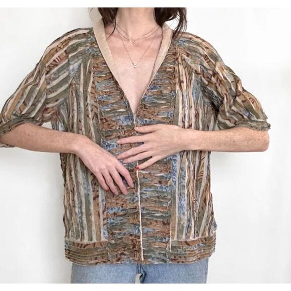 Beautiful Vintage CHICO’S lagenlook meets grunge bohemian vibe Earthy Funky Text - Picture 2 of 10